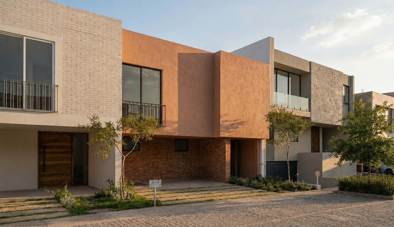 Fachada terracota de Casa 18 en Solares